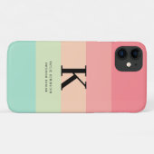 Pastel Rainbow Colorblock Streep Roze Monogram op Case-Mate iPhone Case (Achterkant (horizontaal))