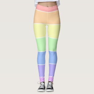 Pastel Rainbow Colorful Stripes Pattern Leggings
