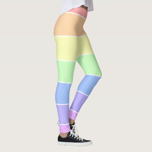 Pastel Rainbow Colorful Stripes Pattern Leggings (Rechts)