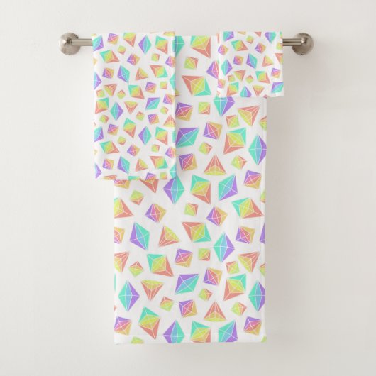 Pastel Rainbow Crystals Patroon Bad Handdoek (Insitu)