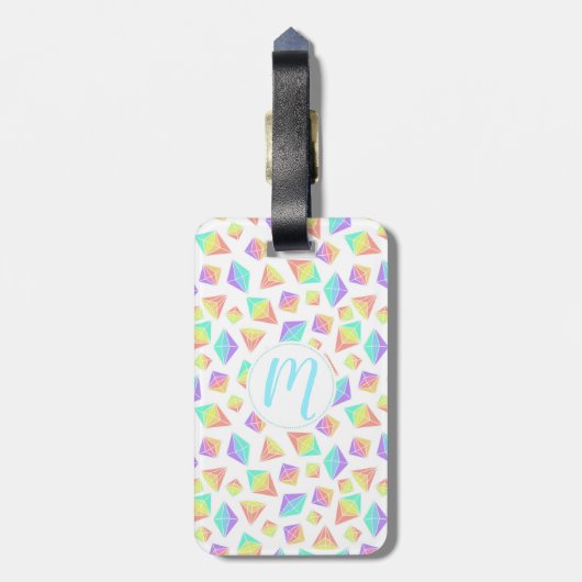Pastel Rainbow Crystals Patroon Bagagelabel (Achterkant verticaal)