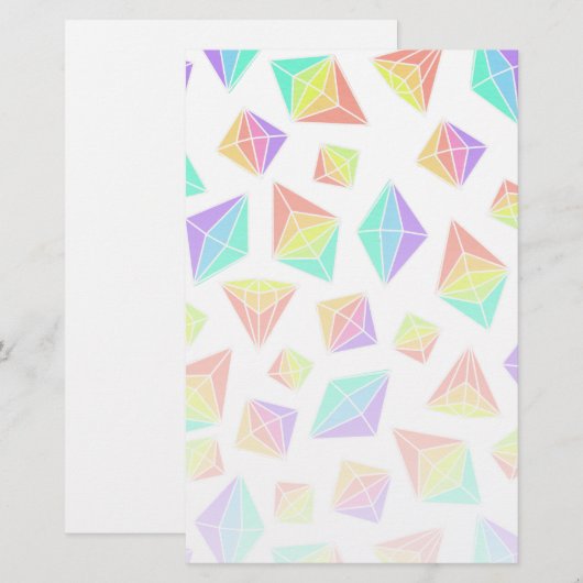 Pastel Rainbow Crystals Patroon Briefpapier (Voorkant / Achterkant)