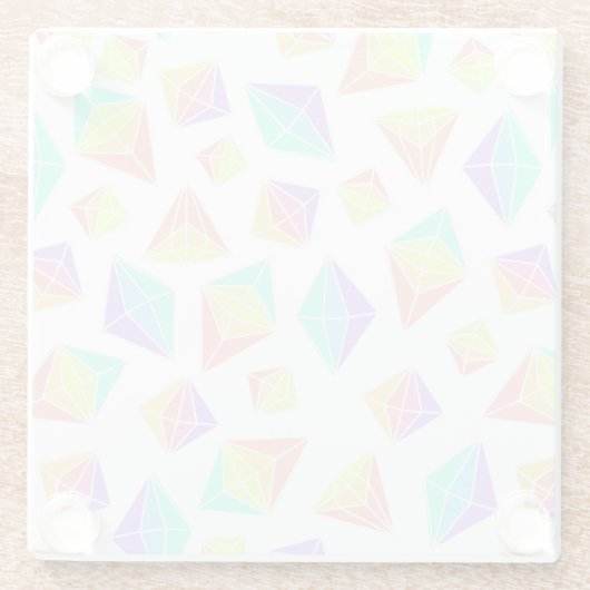 Pastel Rainbow Crystals Patroon Glazen Onderzetter (Achterkant)