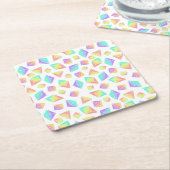 Pastel Rainbow Crystals Patroon Kartonnen Onderzetters (Schuin)