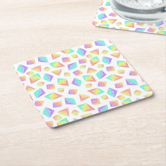 Pastel Rainbow Crystals Patroon Kartonnen Onderzetters (Schuin)