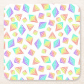 Pastel Rainbow Crystals Patroon Kartonnen Onderzetters (Voorkant)