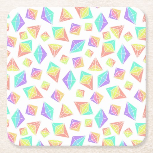 Pastel Rainbow Crystals Patroon Kartonnen Onderzetters (Voorkant)
