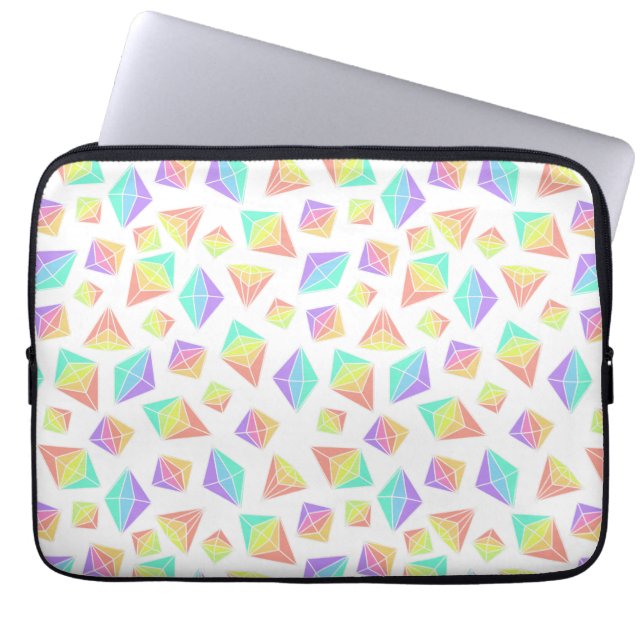Pastel Rainbow Crystals Patroon Laptop Sleeve (Voorkant)