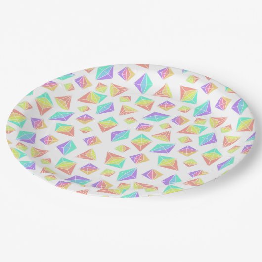 Pastel Rainbow Crystals Patroon Papieren Bordje (Gekanteld)