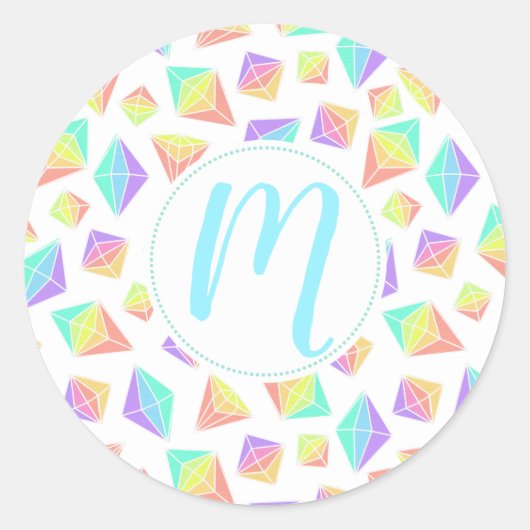 Pastel Rainbow Crystals Patroon Ronde Sticker (Voorkant)
