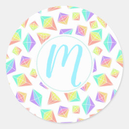 Pastel Rainbow Crystals Patroon Ronde Sticker