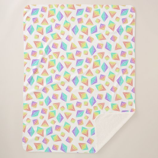 Pastel Rainbow Crystals Patroon Sherpa Deken (Voorkant)