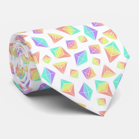 Pastel Rainbow Crystals Patroon Stropdas (Opgerold)