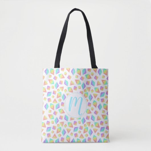 Pastel Rainbow Crystals Patroon Tote Bag (Voorkant)