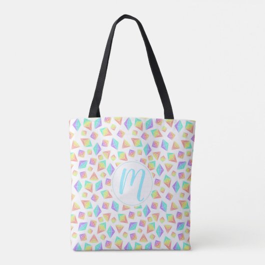 Pastel Rainbow Crystals Patroon Tote Bag (Achterkant)
