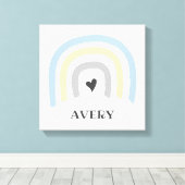 Pastel Rainbow Cute Heart Baby Nursery art Canvas Afdruk (Insitu (Houten vloer))
