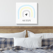 Pastel Rainbow Cute Heart Baby Nursery art Canvas Afdruk (Insitu (Slaapkamer))