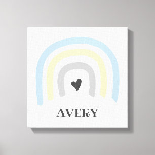 Pastel Rainbow Cute Heart Baby Nursery art Canvas Afdruk
