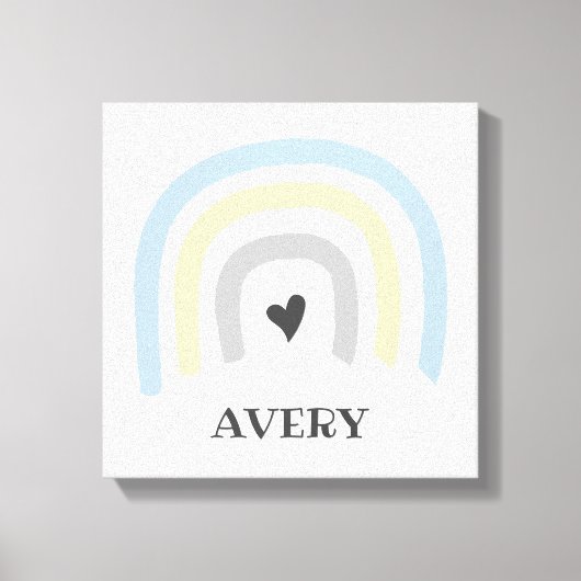 Pastel Rainbow Cute Heart Baby Nursery art Canvas Afdruk (Voorkant)