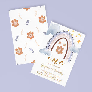 Pastel Rainbow Daisy 1e verjaardag Kaart