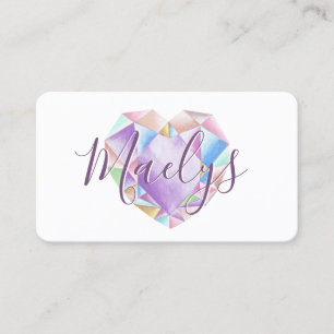 Pastel Rainbow Diamond Heart Toevoegen QR Code Sch Visitekaartje