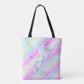 Pastel Rainbow Diamonds & Stars Magical Unicorn Tote Bag (Achterkant)