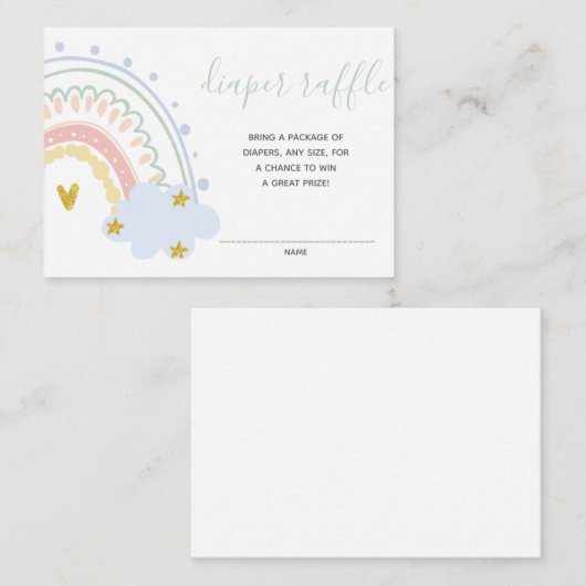 Pastel Rainbow Diaper Raffle Inzetstuk Informatiekaartje (Voorkant / Achterkant)