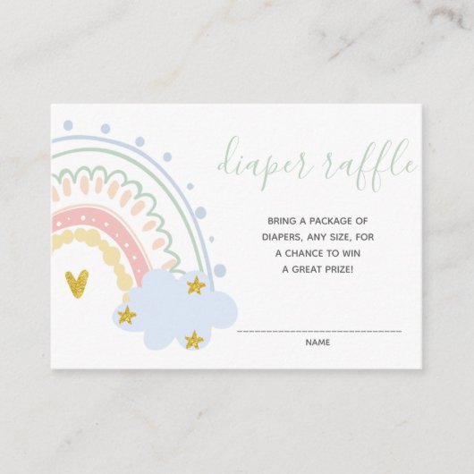 Pastel Rainbow Diaper Raffle Inzetstuk Informatiekaartje (Voorkant)