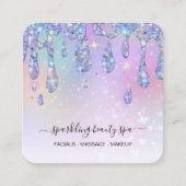 *~* PASTEL Rainbow Drip Driping GLITTER AP7 Vierkante Visitekaartje (Voorkant)