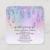 *~* PASTEL Rainbow Drip Driping GLITTER AP7 Vierkante Visitekaartje (Achterkant)