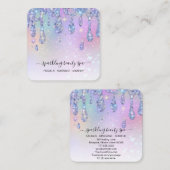 *~* PASTEL Rainbow Drip Driping GLITTER AP7 Vierkante Visitekaartje (Voorkant / Achterkant)