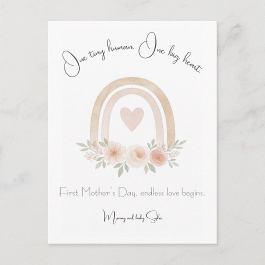 Pastel Rainbow Eerste Moederdag Briefkaart (Voorkant)