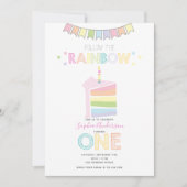 Pastel Rainbow eerste verjaardagsfeestje Kaart (Voorkant)