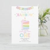 Pastel Rainbow eerste verjaardagsfeestje Kaart (Staand voorkant)