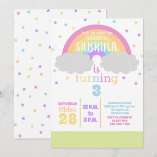 Pastel Rainbow en sterren verjaardagsfeestje uitno Kaart