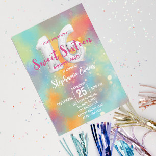 Pastel Rainbow Fancy Chic Sweet Sixteen Birthday Kaart