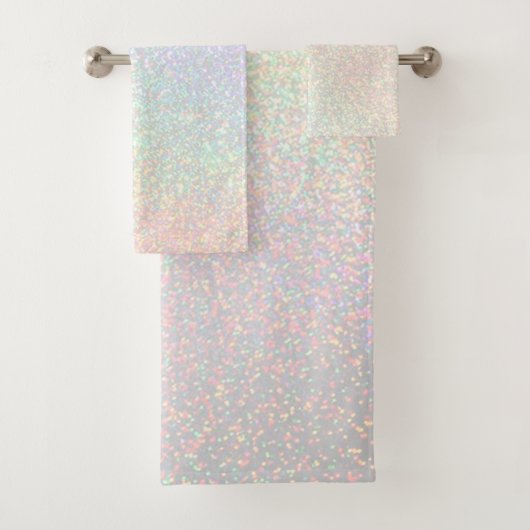 pastel rainbow faux sprankeling bad handdoek (Insitu)