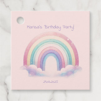 Pastel Rainbow Favoriet Tags voor Verjaardagsfeest Bedankjes Labels