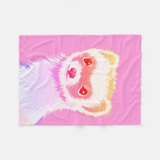 Pastel Rainbow Ferret - Cute Pink Pet Art Fleece Deken (Voorkant (Horizontaal))