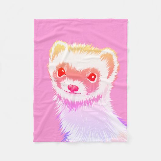 Pastel Rainbow Ferret - Cute Pink Pet Art Fleece Deken (Voorkant)