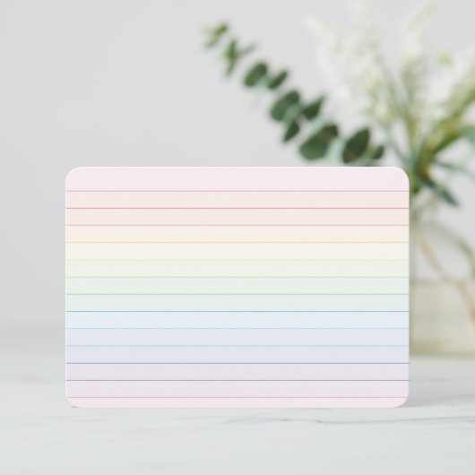 Pastel Rainbow Flat Bedankt Kaart met Gelijnde Rug (Staand voorkant)
