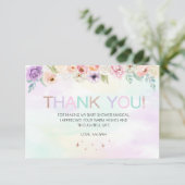 Pastel Rainbow Floral Hartelijk dank Aankondiging (Staand voorkant)
