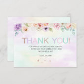 Pastel Rainbow Floral Hartelijk dank Aankondiging (Voorkant / Achterkant)