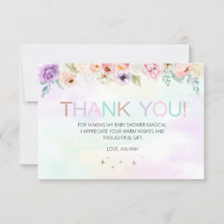 Pastel Rainbow Floral Hartelijk dank Aankondiging