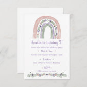 Pastel Rainbow Floral verjaardagsfeestje uitnodigi Kaart (Voorkant / Achterkant)