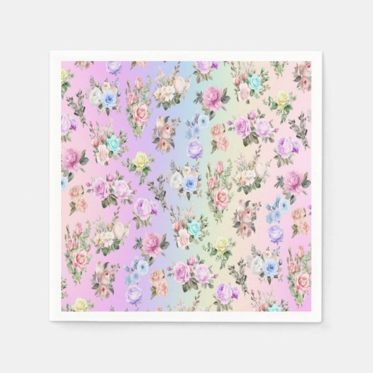 Pastel Rainbow Flowers Servet (Voorkant)