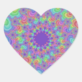 Pastel Rainbow Fractal Hart Sticker