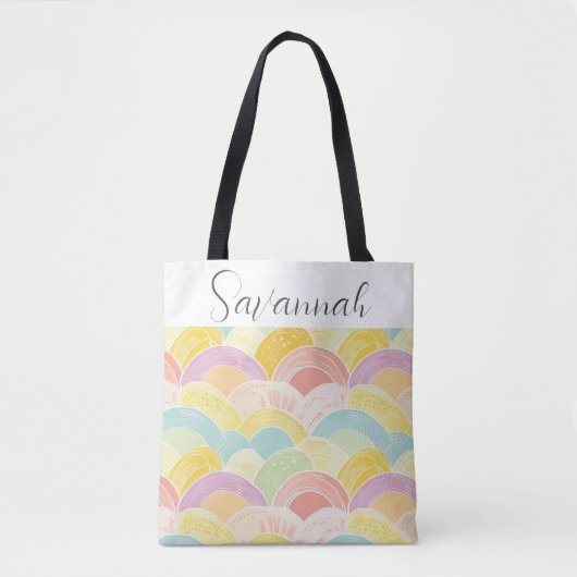 Pastel Rainbow Gepersonaliseerd Tote Bag (Voorkant)