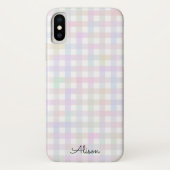Pastel Rainbow Gingham Gepersonaliseerde telefoonh Case-Mate iPhone Case (Achterkant)