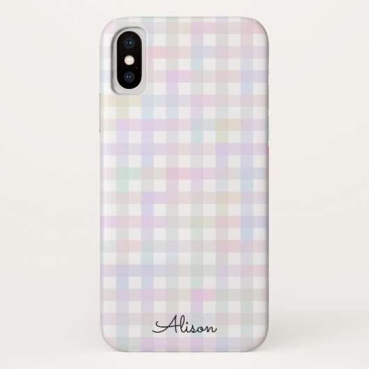 Pastel Rainbow Gingham Gepersonaliseerde telefoonh Case-Mate iPhone Case (Achterkant)